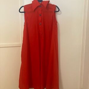 Vintage 60s 1960s Red Sleeveless Button-Up Dress Mod